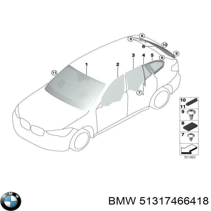 Купити 51319450532 BMW Скло ляди