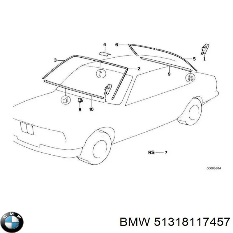 Молдинг вітрового скла лівий BMW 51318117457 ціна, від 453.45 USD