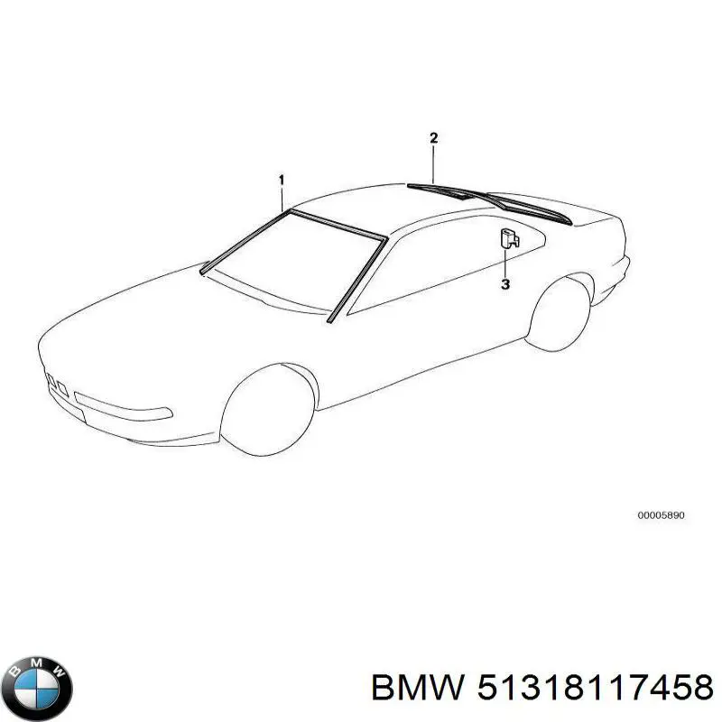 Молдинг вітрового скла правий на BMW 5 (E34)