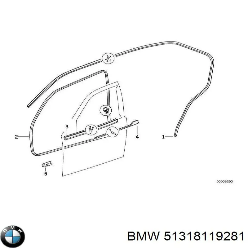 Купити 51318119281 BMW Молдинг заднього скла