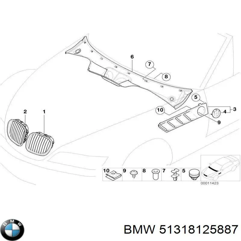 Ущільнювач лобового скла, верхній на BMW 7 (E38)