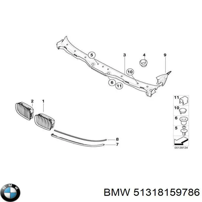 Молдинг заднього скла, нижній BMW 51318159786 ціна, від 69.69 USD