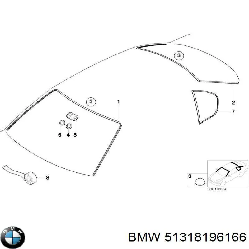 Ущільнювач заднього скла на BMW 3 (E46)