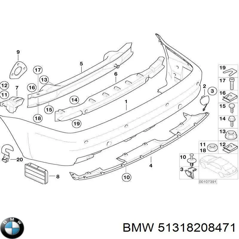 Молдинг заднього скла 51318208471 BMW