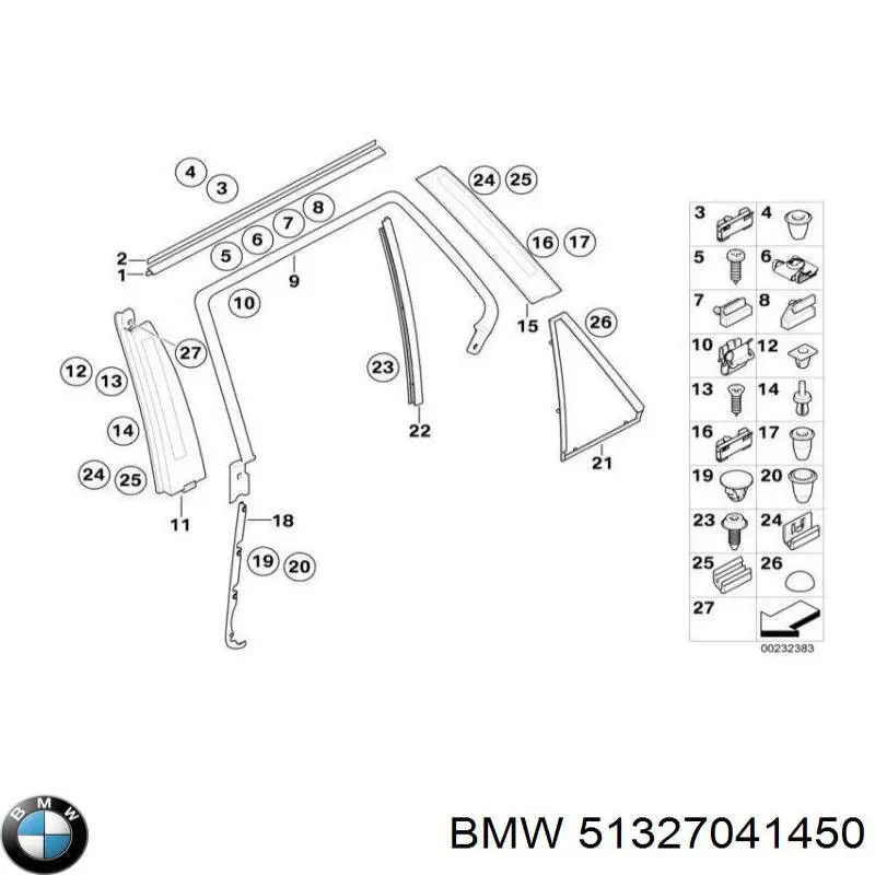51327041450 BMW Пістон (кліп) кріплення підкрилки переднього крила