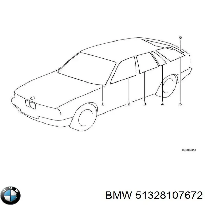 Скло передньої правої двері на BMW 5 (E34)
