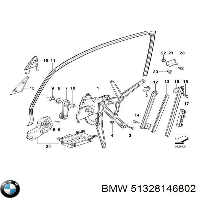51321960900 BMW механізм склопідіймача двері передньої, правої