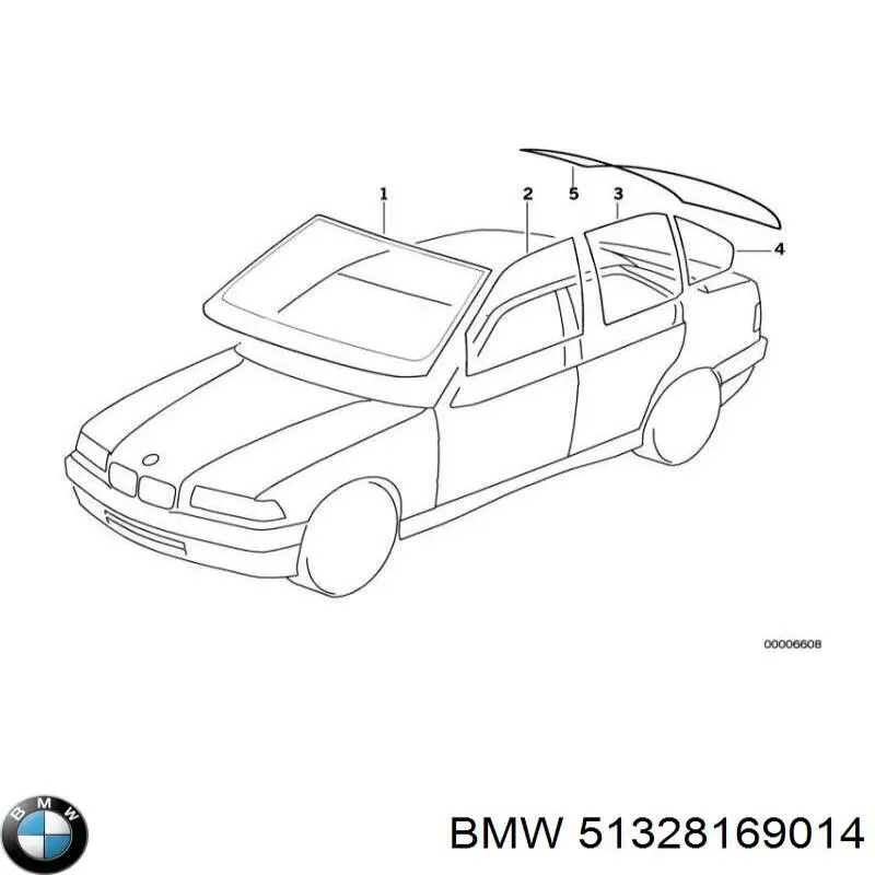 Скло передніх дверей, правою на BMW 3 (E36)