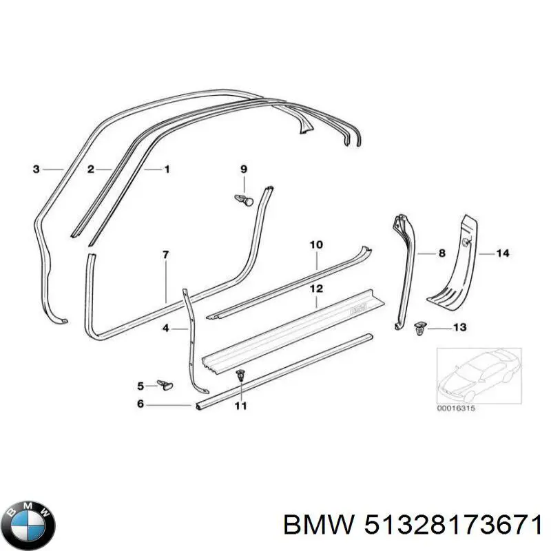 Ручка підйому скла двері, заднього BMW 51328173671 ціна, від 56.98 USD