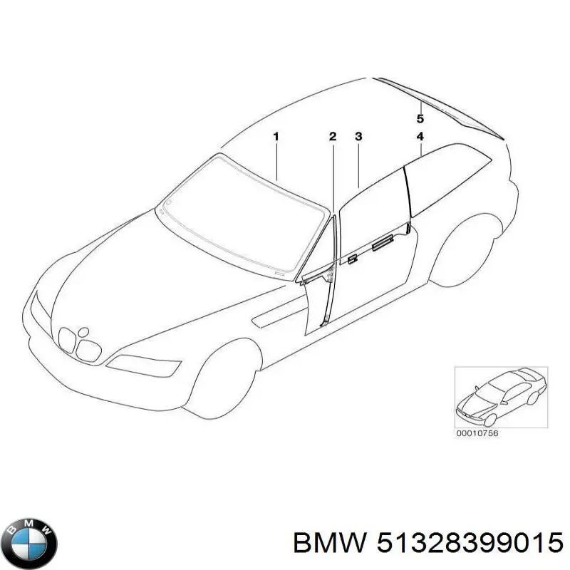 51328399015 BMW Скло водійських дверей