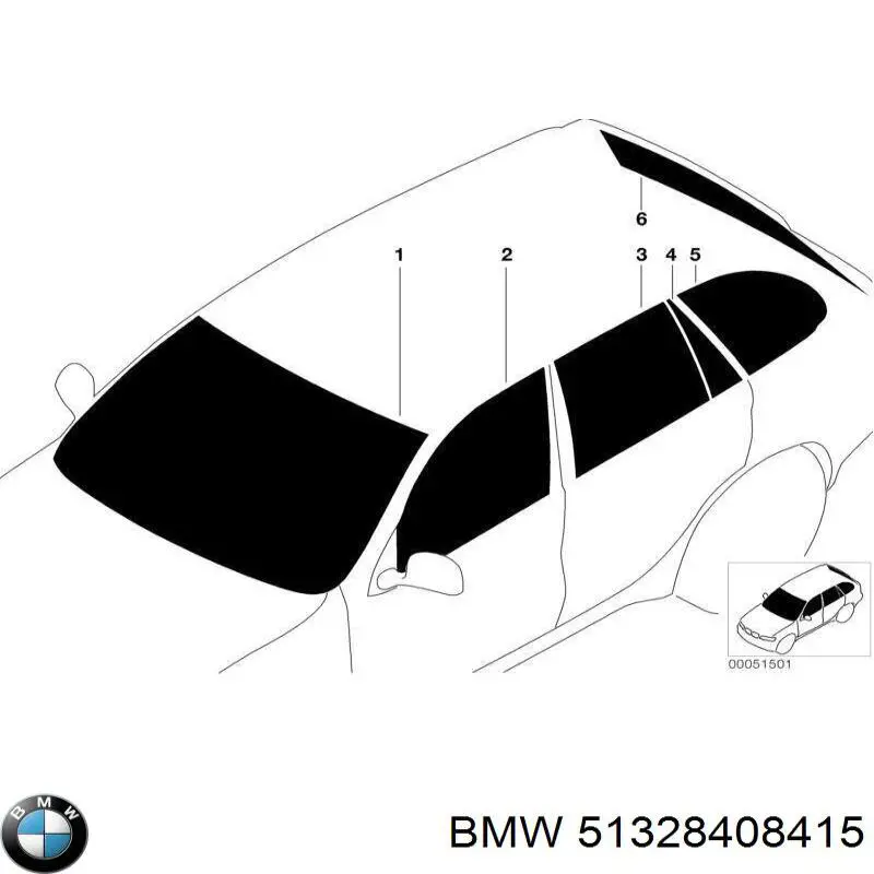 51328408415 BMW Скло передніх дверей, лівою