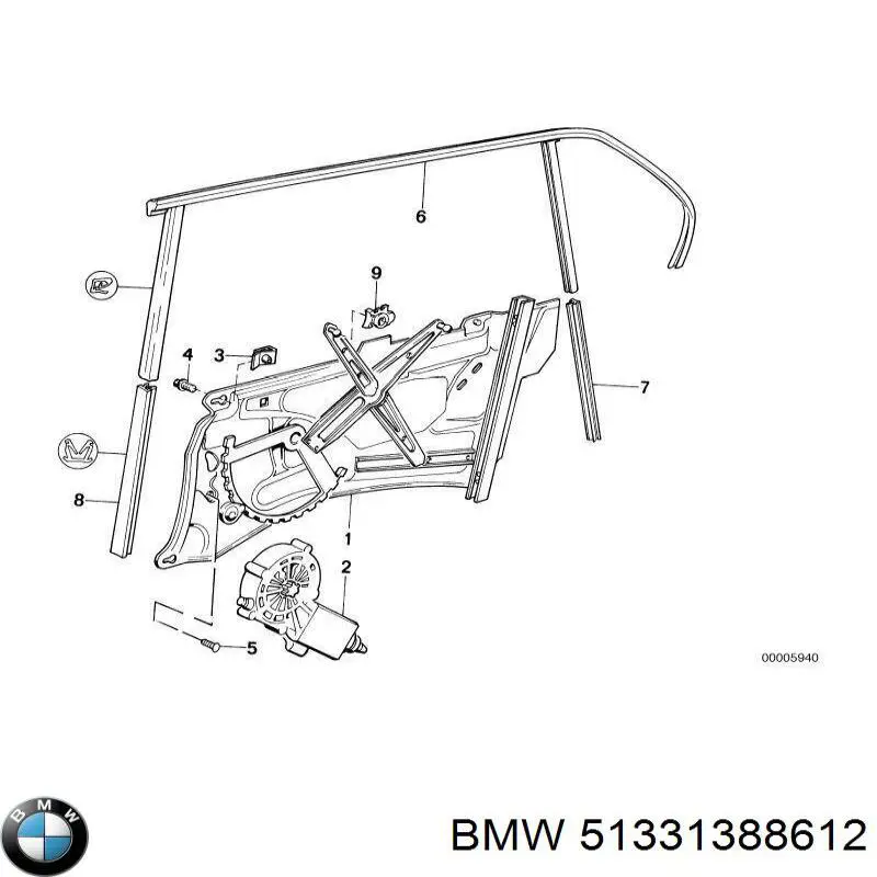 Купити 51331388612 BMW Двигун склопідіймача двері передньої, правої