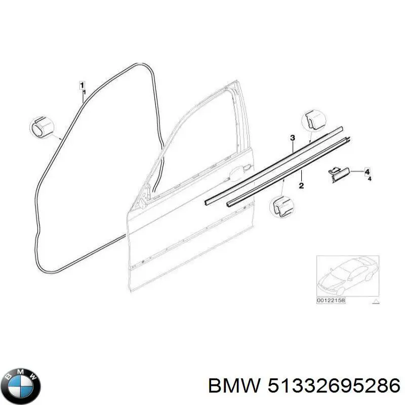 Молдинг опускного скла нижній, двері передньої, правої BMW 51332695286 ціна, від 278.45 USD