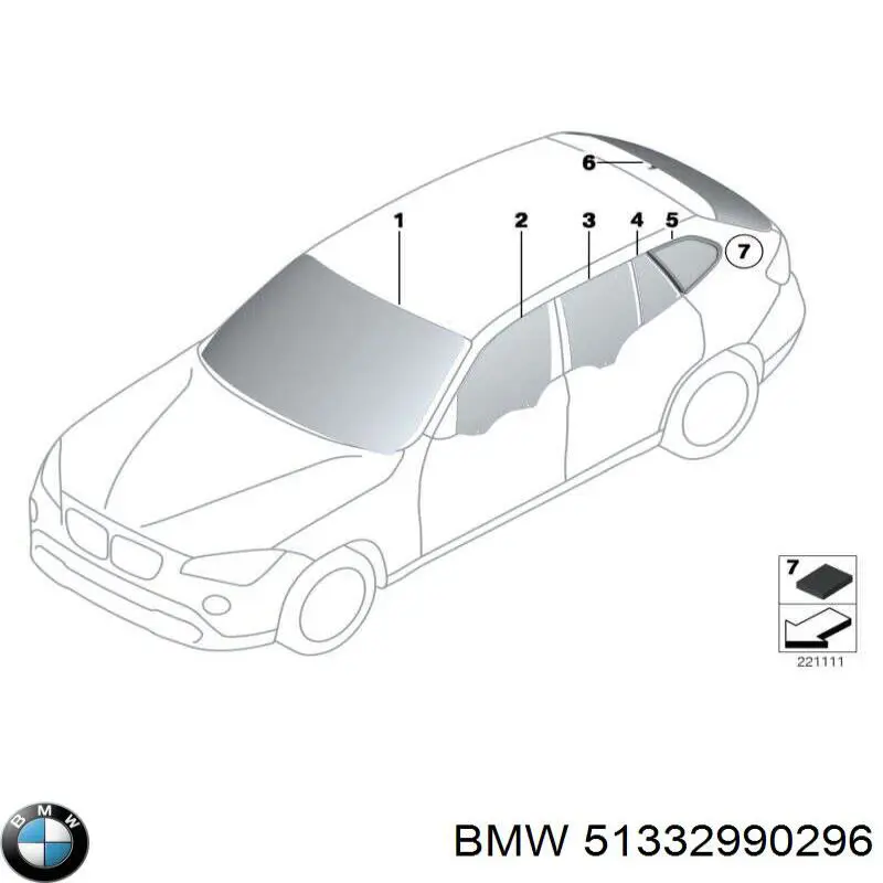 51332990296 BMW скло передніх дверей, правою