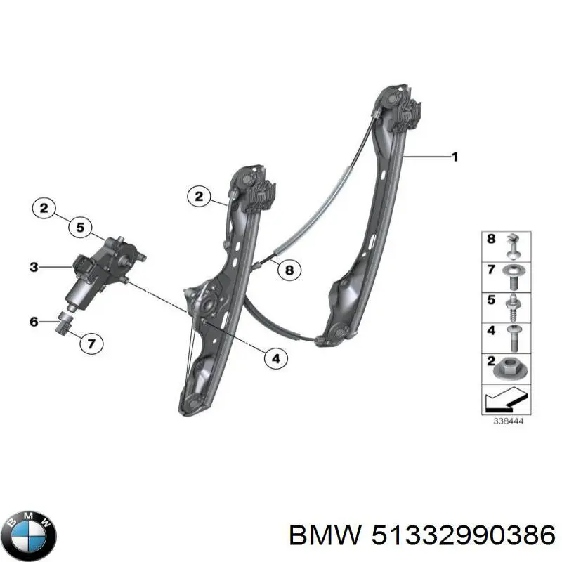 Склопідйомник (механізм переміщення скла) BMW 51332990386 ціна, від 19.07 USD