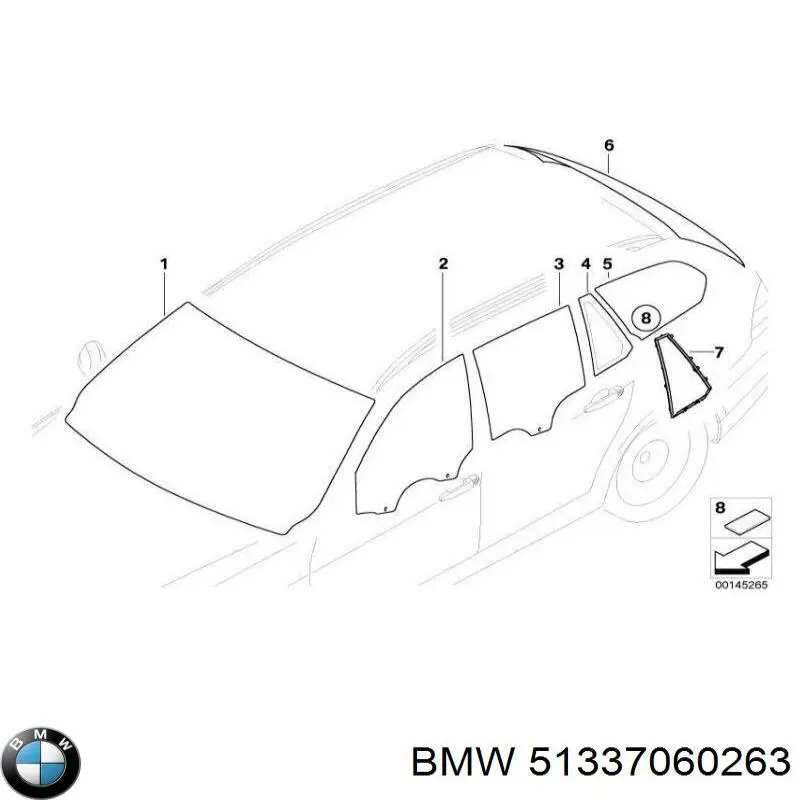 Скло передніх дверей, лівою BMW 51337060263 ціна, від 25.34 USD