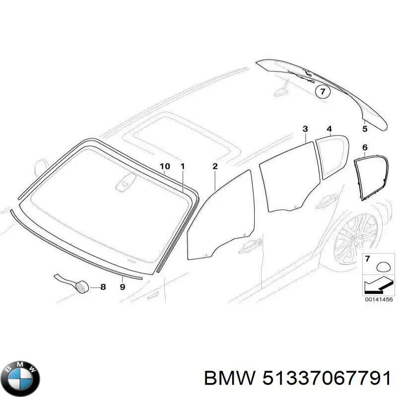 Скло передніх дверей, лівих BMW 51337067791 ціна, від 31.67 USD