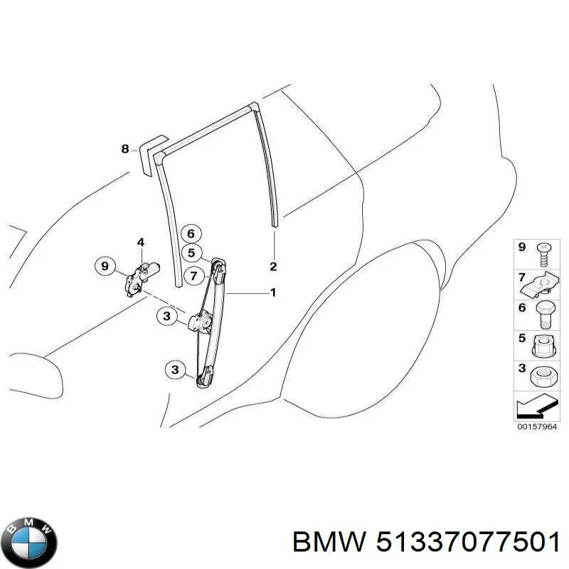 Склопідйомник задніх лівих дверей BMW 51337077501 ціна, від 108.14 USD