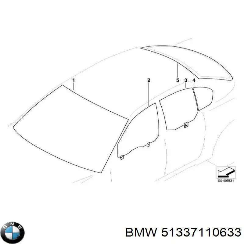Скло та ущільнювачі скла вітрового правого/лівого на BMW 5 (E61)