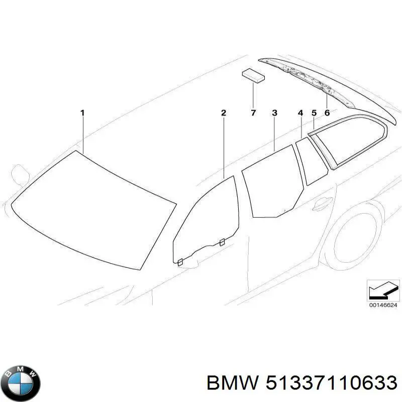 Купити 51337110633 BMW Скло та ущільнювачі скла вітрового правого/лівого