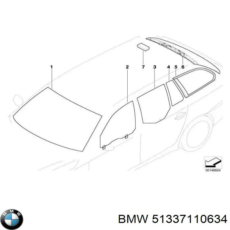Скло передньої правої двері на BMW 5 (E60)