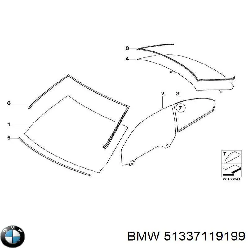 51337119199 BMW Скло водійських дверей