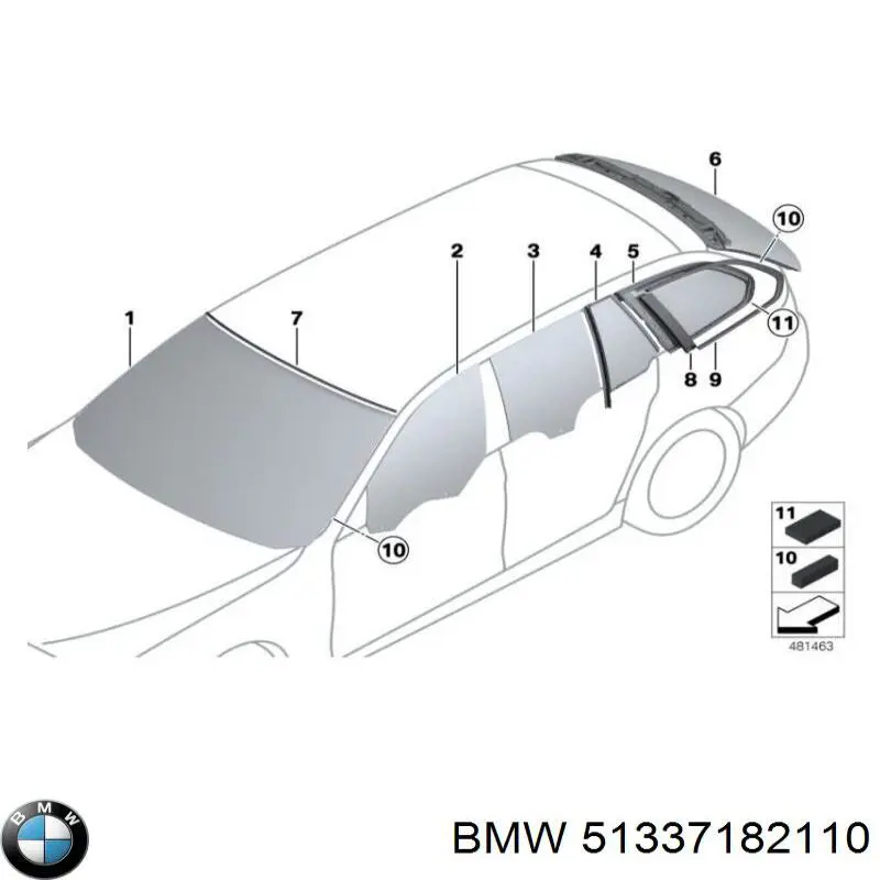 Скло передньої правої двері на BMW 5 (F10)