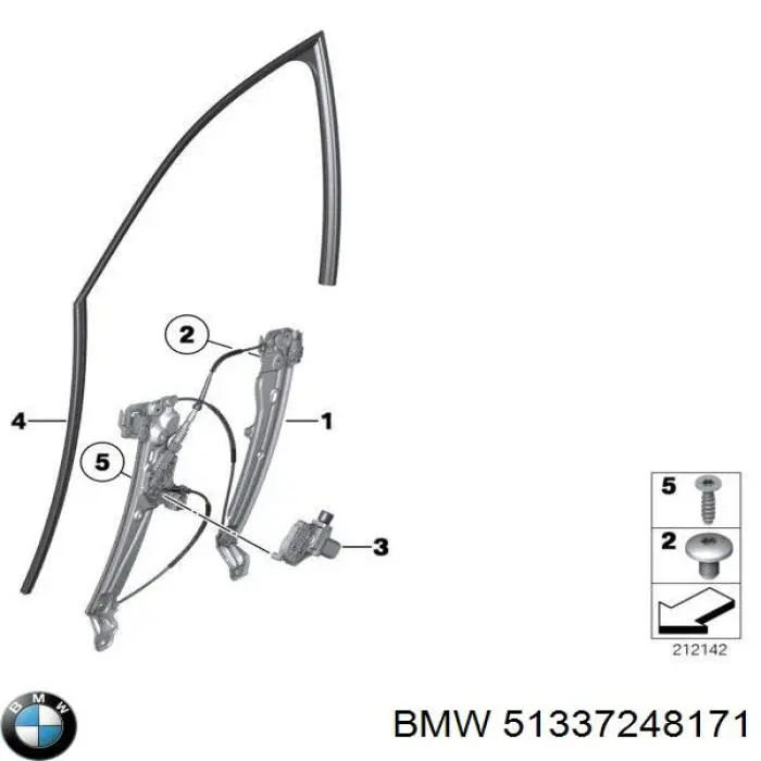 Двигун склопідіймача двері передньої, лівої 51337248171 BMW