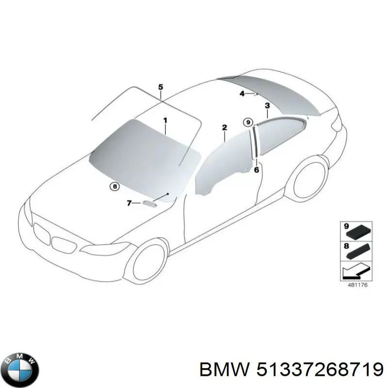 Скло передніх дверей, лівою BMW 51337268719 ціна, від 88.67 USD