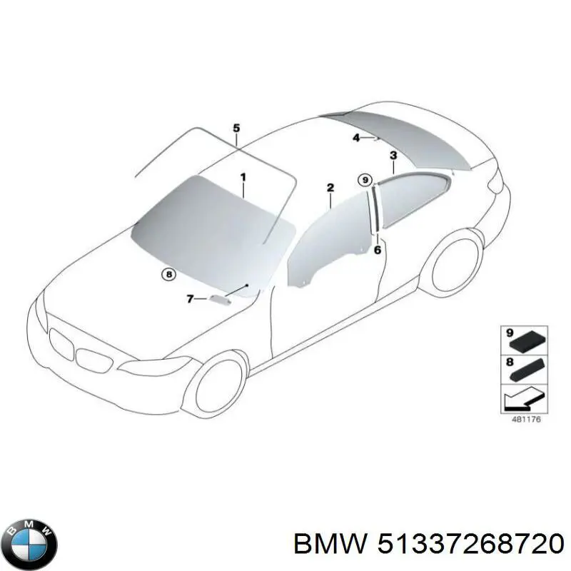51337268720 BMW Скло передніх дверей, правих