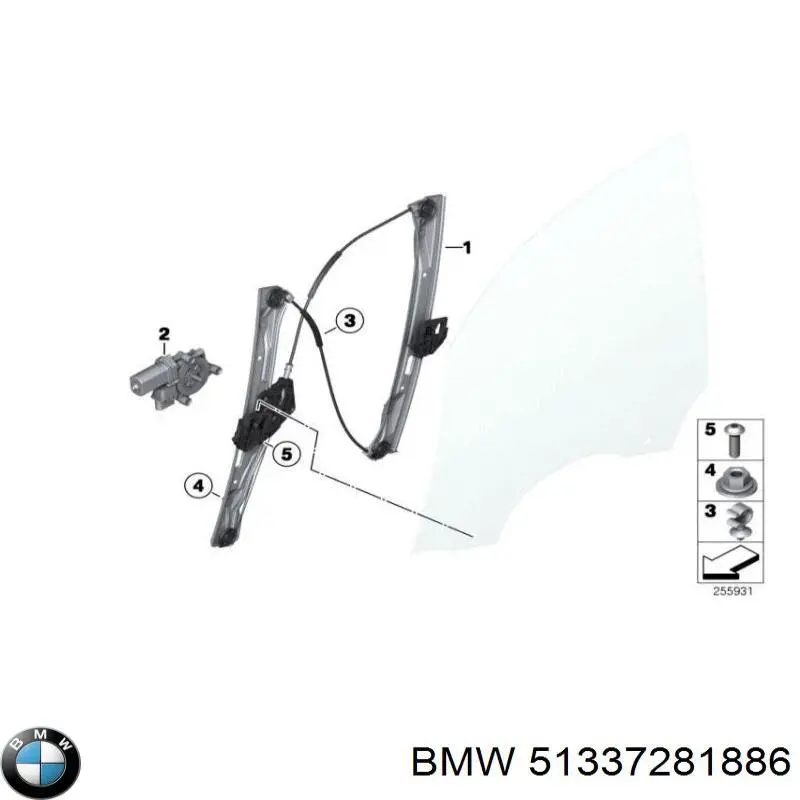 Купити 51337281886 BMW Механізм склопідіймача двері передньої, правої