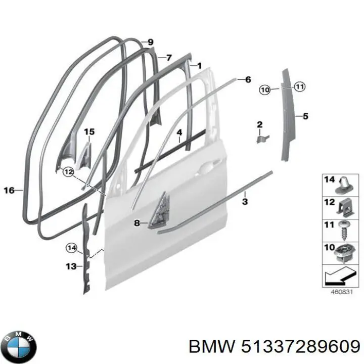 51337289609 BMW Ущільнювач двері передньої (на кузові)