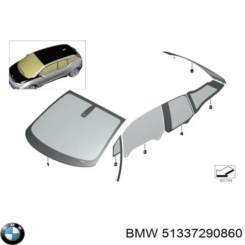 51337290860 BMW Скло передніх дверей, правих