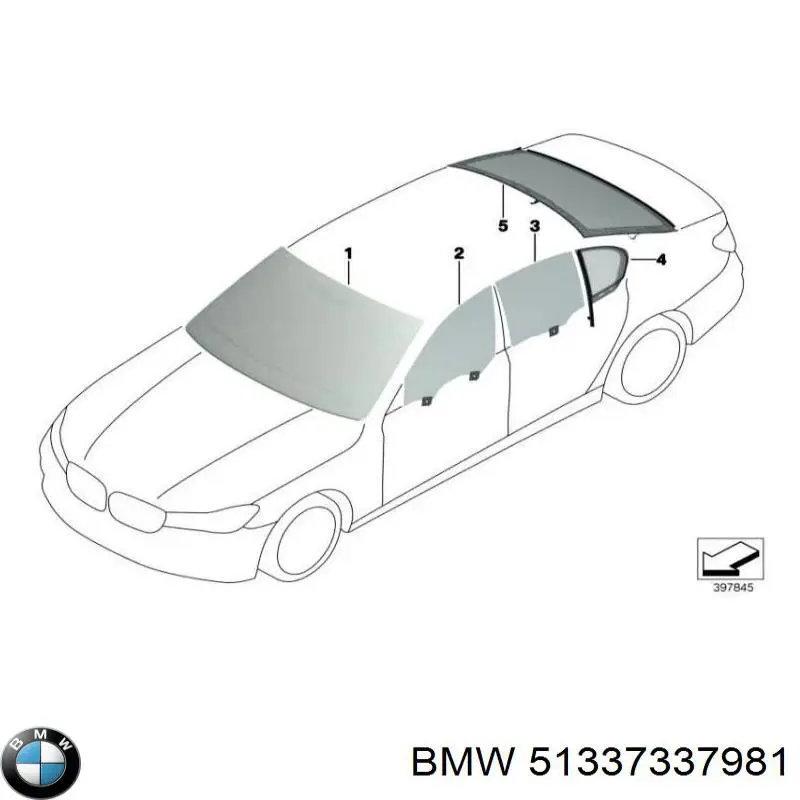 51337337981 BMW Скло водійських дверей