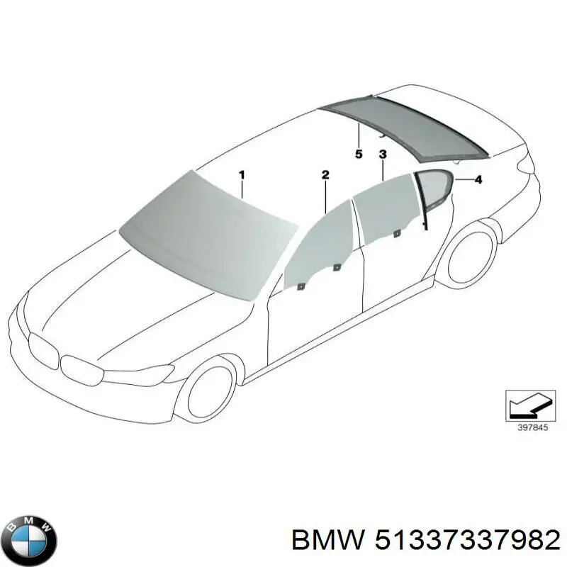 Скло передньої правої двері BMW 51337337982 ціна, від 86.15 USD