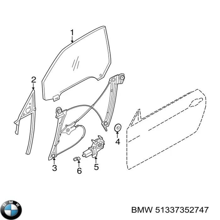 Купити 51337352747 BMW Механізм стеклопідйомника водійських дверей