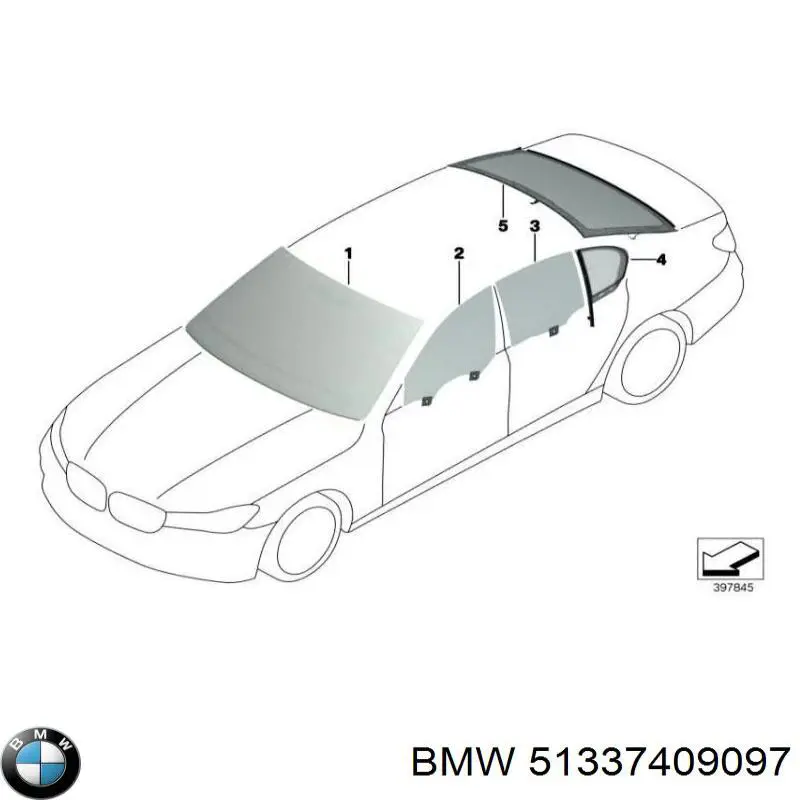 51337409097 BMW Скло водійських дверей