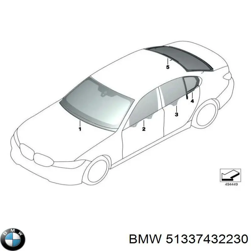 Скло передньої правої двері на BMW 3 (G20)