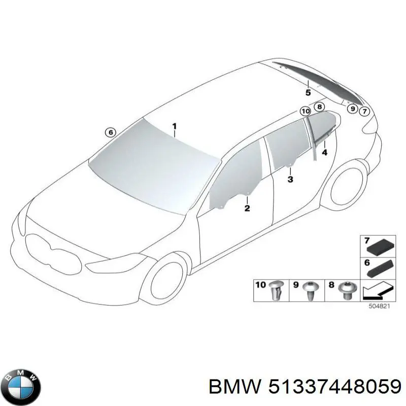 Скло передніх дверей, лівих на BMW 1 (F40)