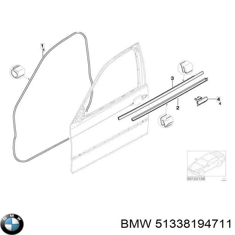 Купити 51338194711 BMW Молдинг опускного скла нижній, двері передньої, лівої