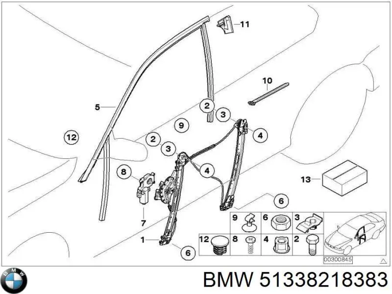 Повзунок переднього склопідіймача BMW 51338218383 ціна, від 0.18 USD