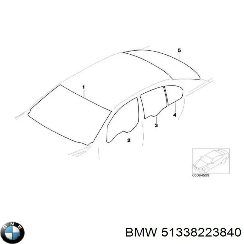 Скло передніх дверей, правих на BMW 7 (E65,66)