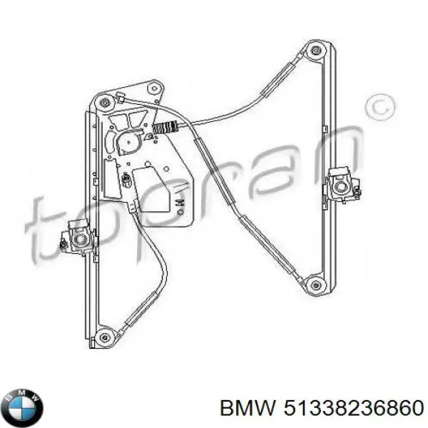 Механізм склопідіймача двері передньої, правої 51338236860 BMW