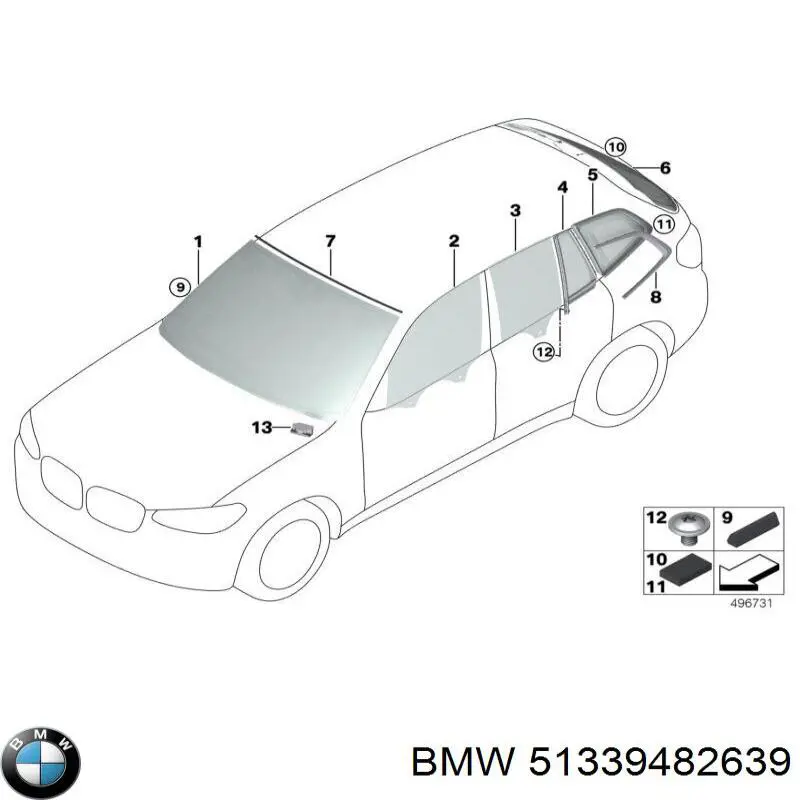 51339482639 BMW Скло водійських дверей
