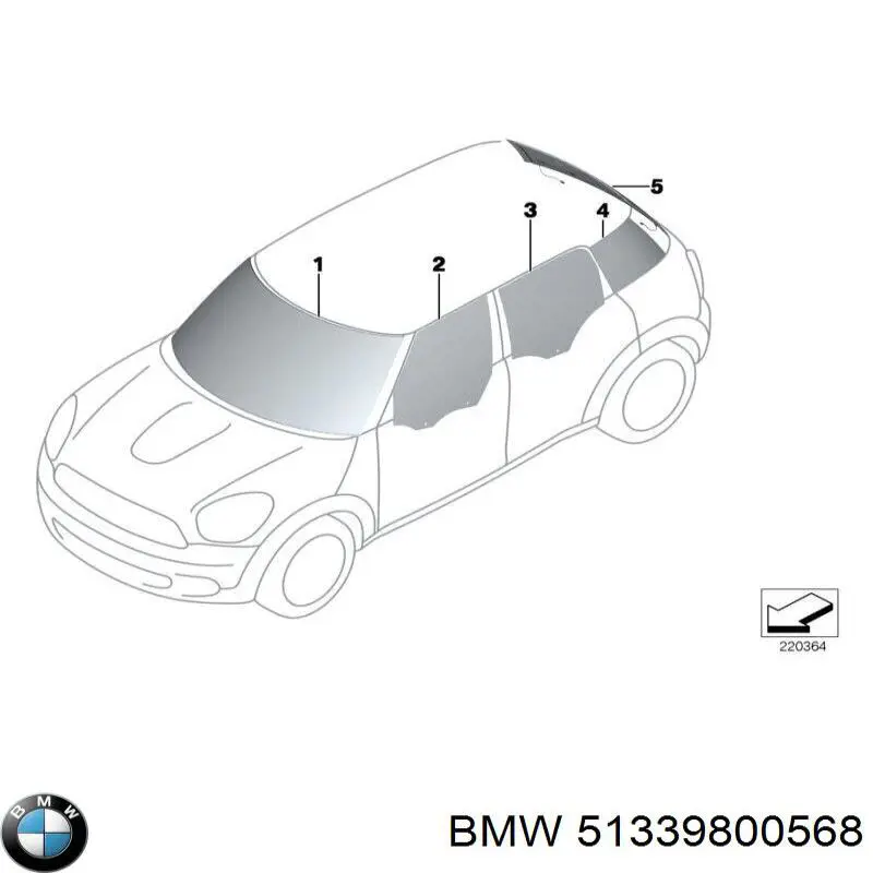 51339800568 BMW Скло пасажирських дверей