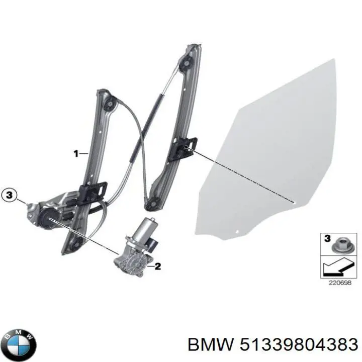 51339804383 BMW Мотор склопідйомника водійських дверей