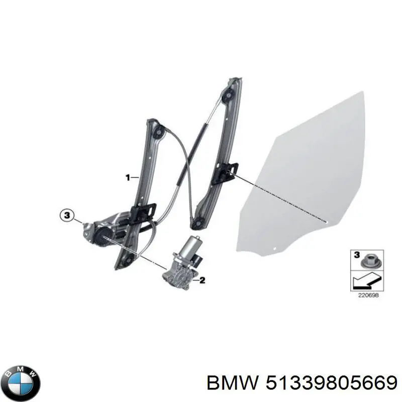 51339805669 BMW Підйомник механічний вітрового скла