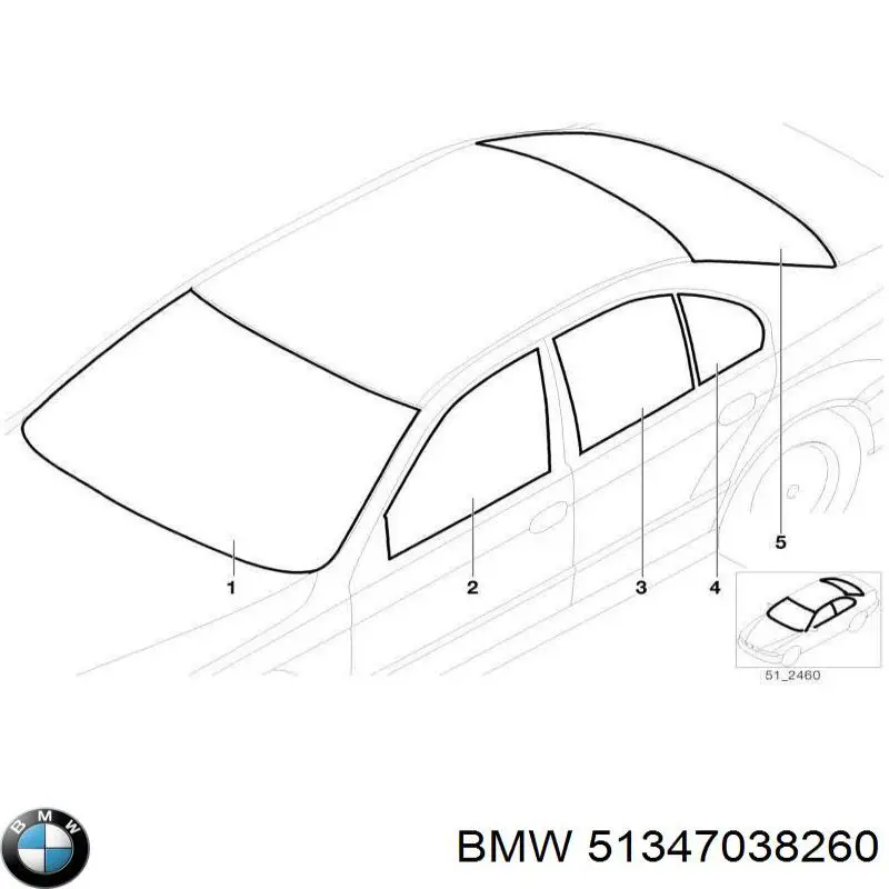 Скло-кватирка двері, задній, правій 51347038260 BMW