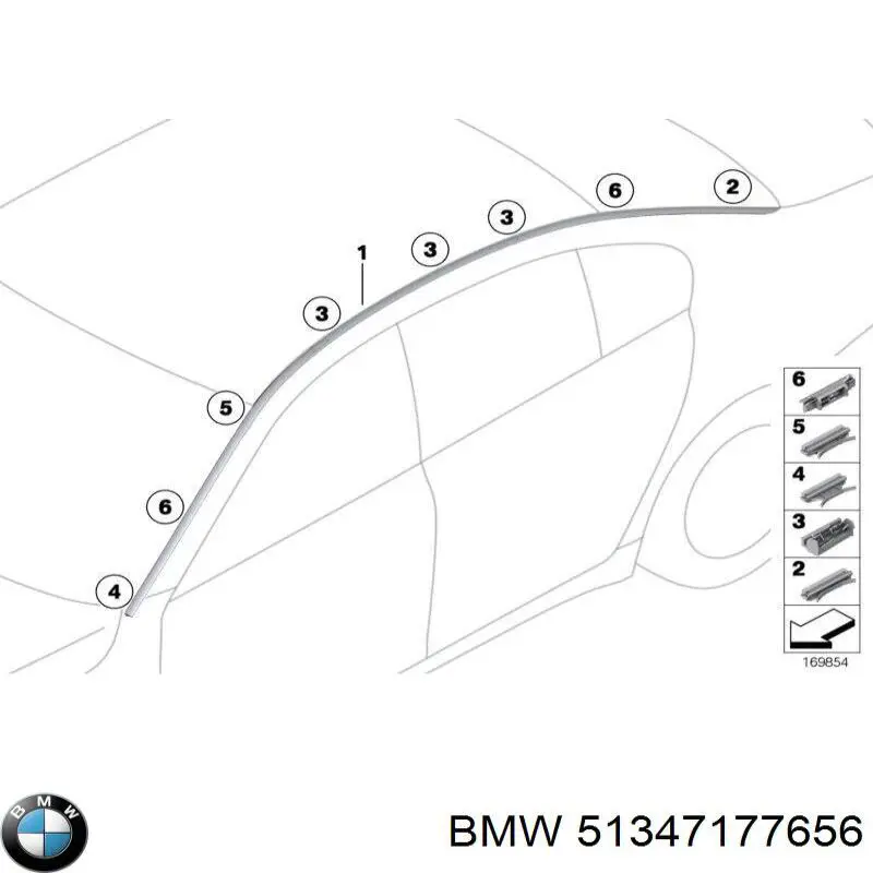 51347177656 BMW Задня кватирка права