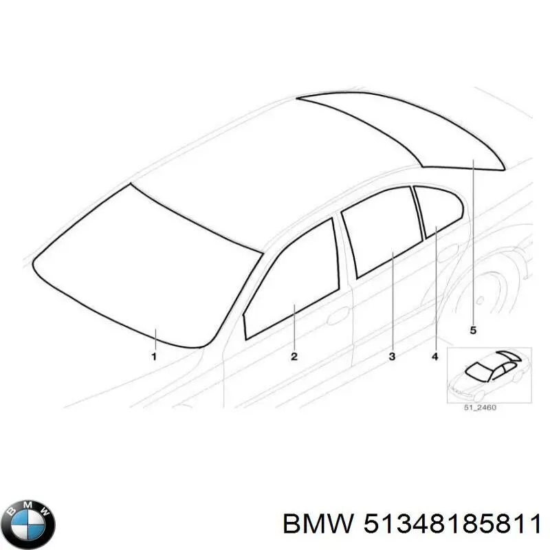 51348185811 BMW Скло задніх дверей, лівих